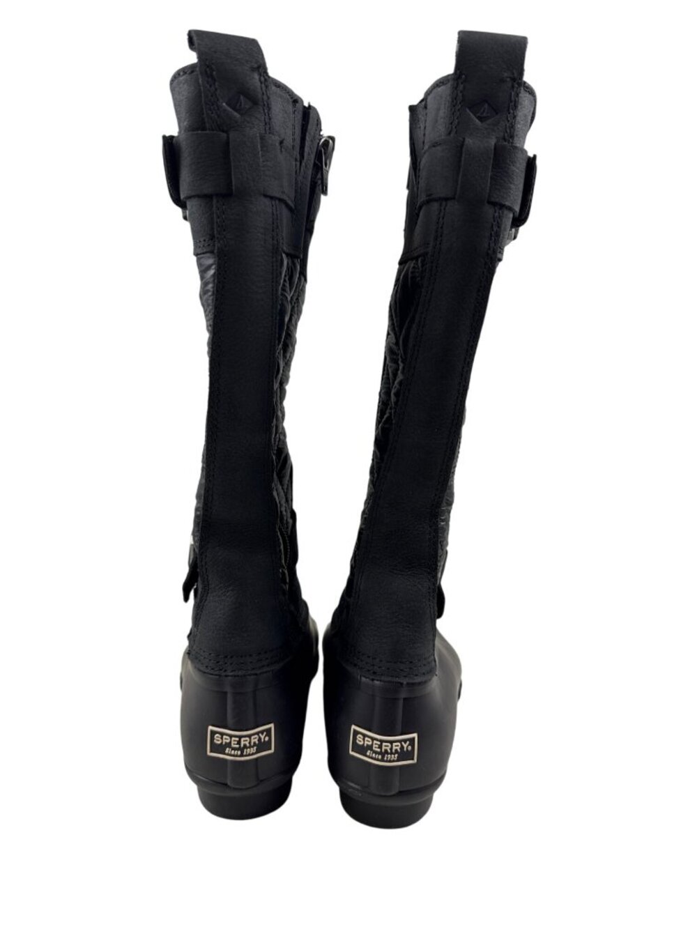 Sperry Saltwater Tall Women's 6 Black Quilted Buckle Duck Boots Waterproof NWOB - Picture 5 of 10
